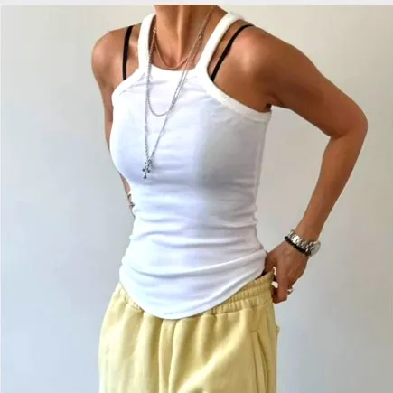 Minimalist White Camisole, Comfortable and Breathable, Perfect for Summer Casual Style