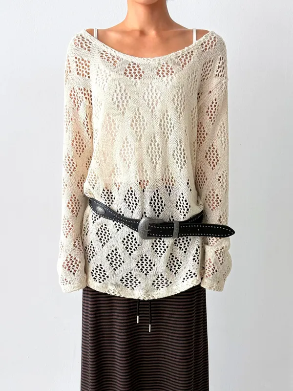 Sheer Knit Top, Fashionable Casual Style
