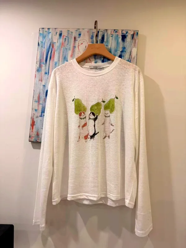 Cute Printed Long Sleeve T-Shirt, Comfortable Casual Style