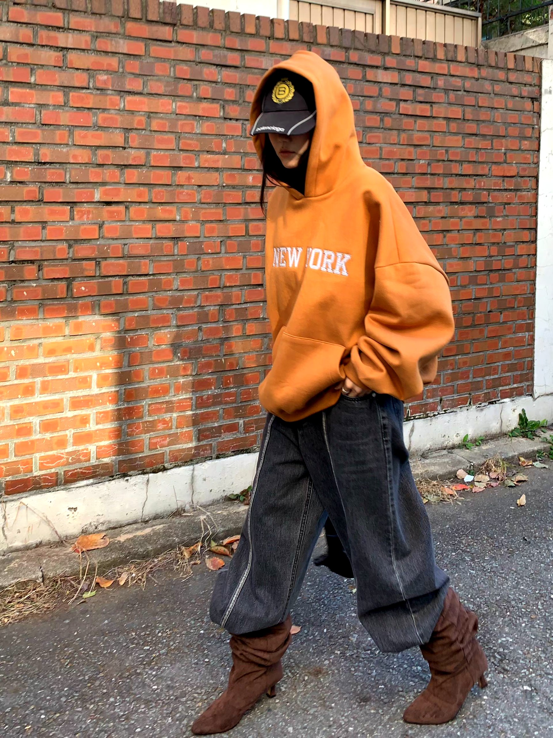 패셔너블 캐주얼 후드티, 편안한 루즈핏 가을 겨울용