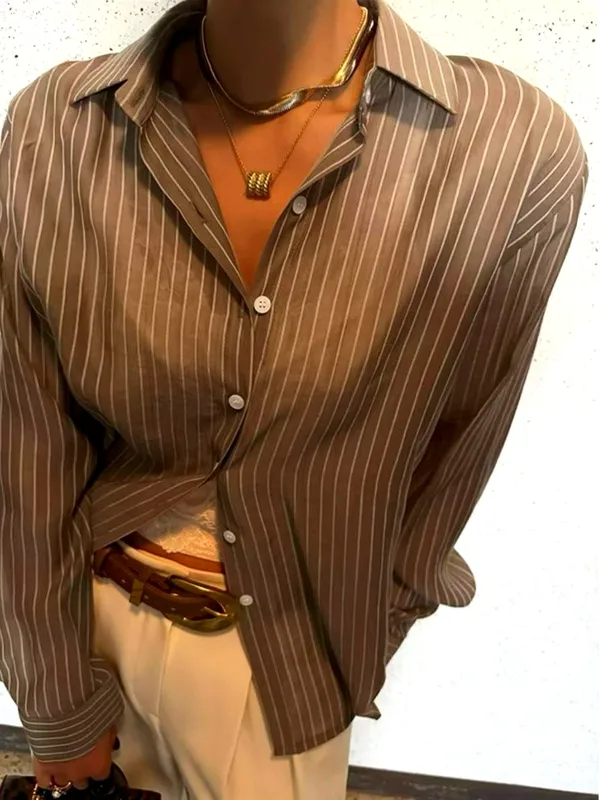 Elegant Striped Shirt - Effortlessly Create a Stylish Look! New Arrival