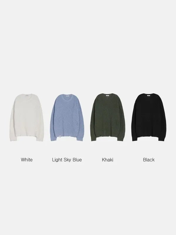 Minimalist Style Knitted Round Neck Sweater