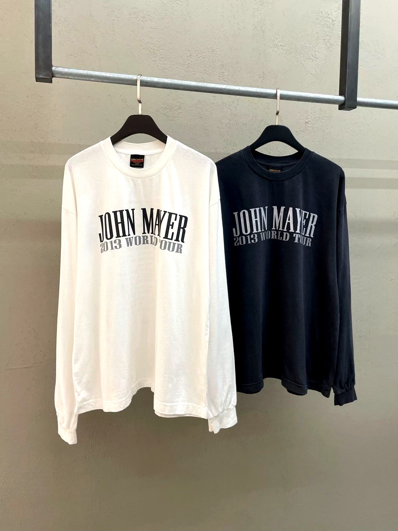 JOHN MAYER 2013 월드 투어 남성 긴팔 티셔츠