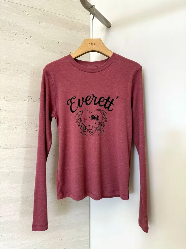 Everett Letter Print Long Sleeve Top, Comfortable and Versatile