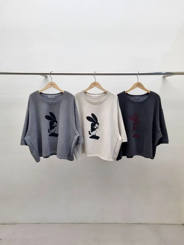 Cute Rabbit Pattern Loose T-Shirt - Comfortable Casual Style