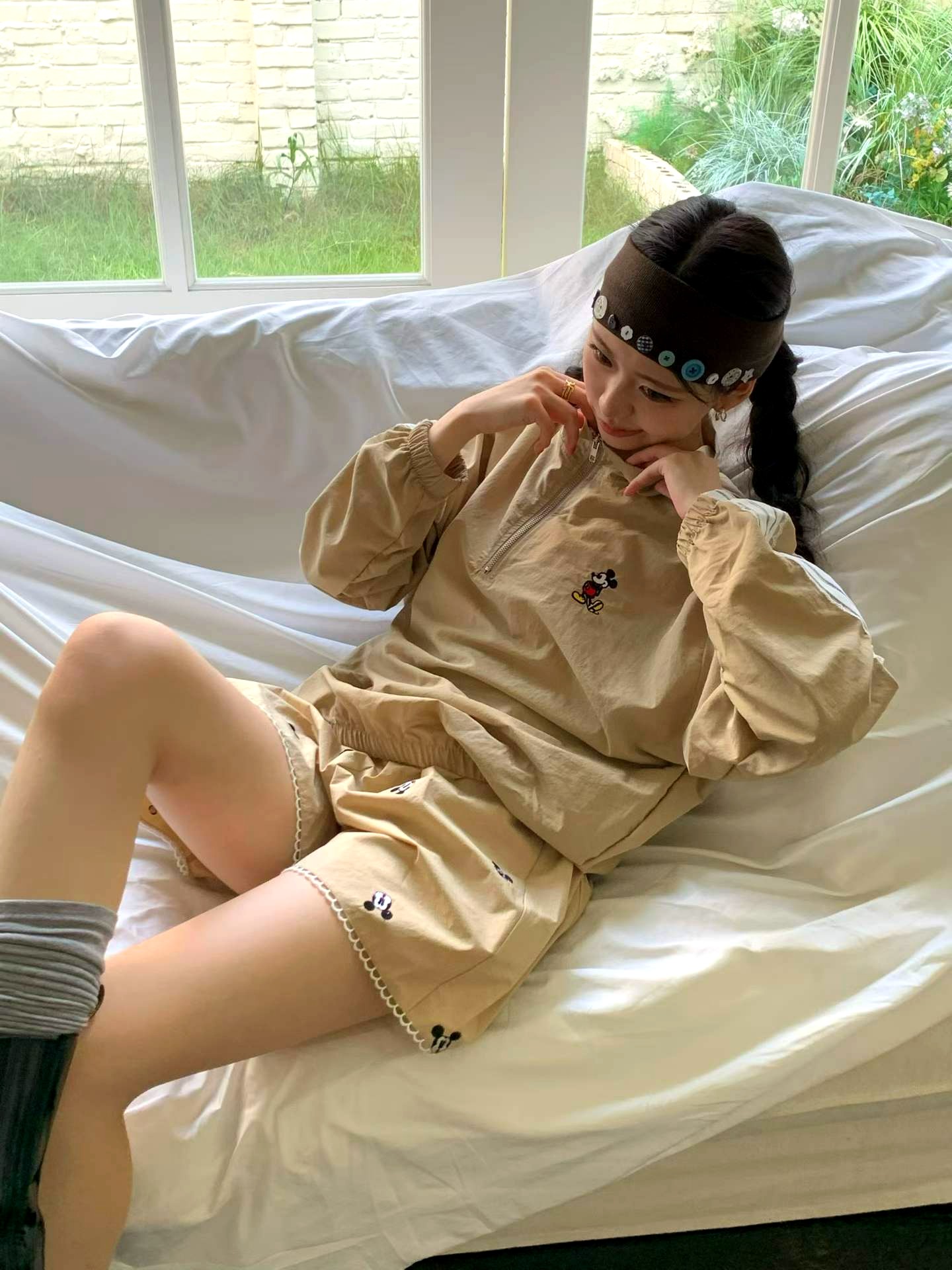 캐주얼 미키 자수 여성 자켓