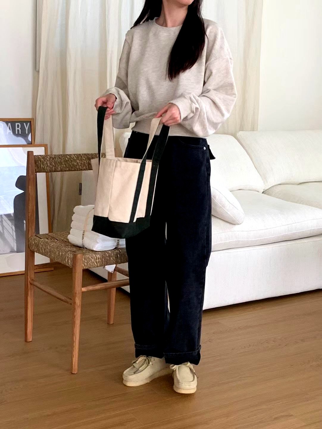 심플한 스타일의 캔버스 토트백, 패셔너블하고 다재다능