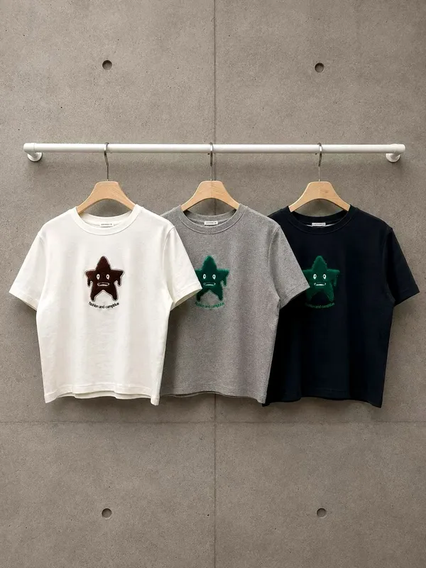Cute Star Embroidered Short Sleeve T-Shirt, Comfortable and Versatile