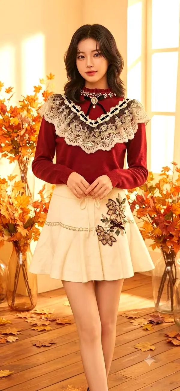 Elegant Lace-Trimmed Women's Top, A Must-Have for Fashionable Fall and Winter