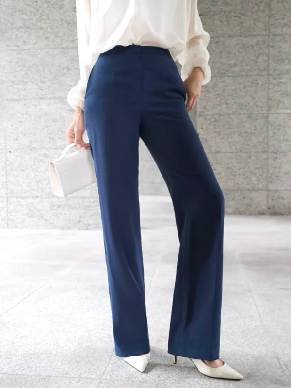 Elegant High-Waisted Women's Pants with Slim-Fit Design