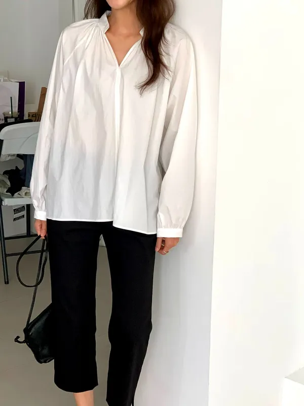 Minimalist White Shirt, Fashionable Versatile Women's Top