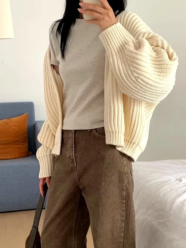 Fashionable Loose Knit Cardigan, Comfortable and Versatile
