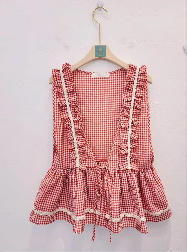 Sweet Plaid Lace Trim Top, A Summer Essential