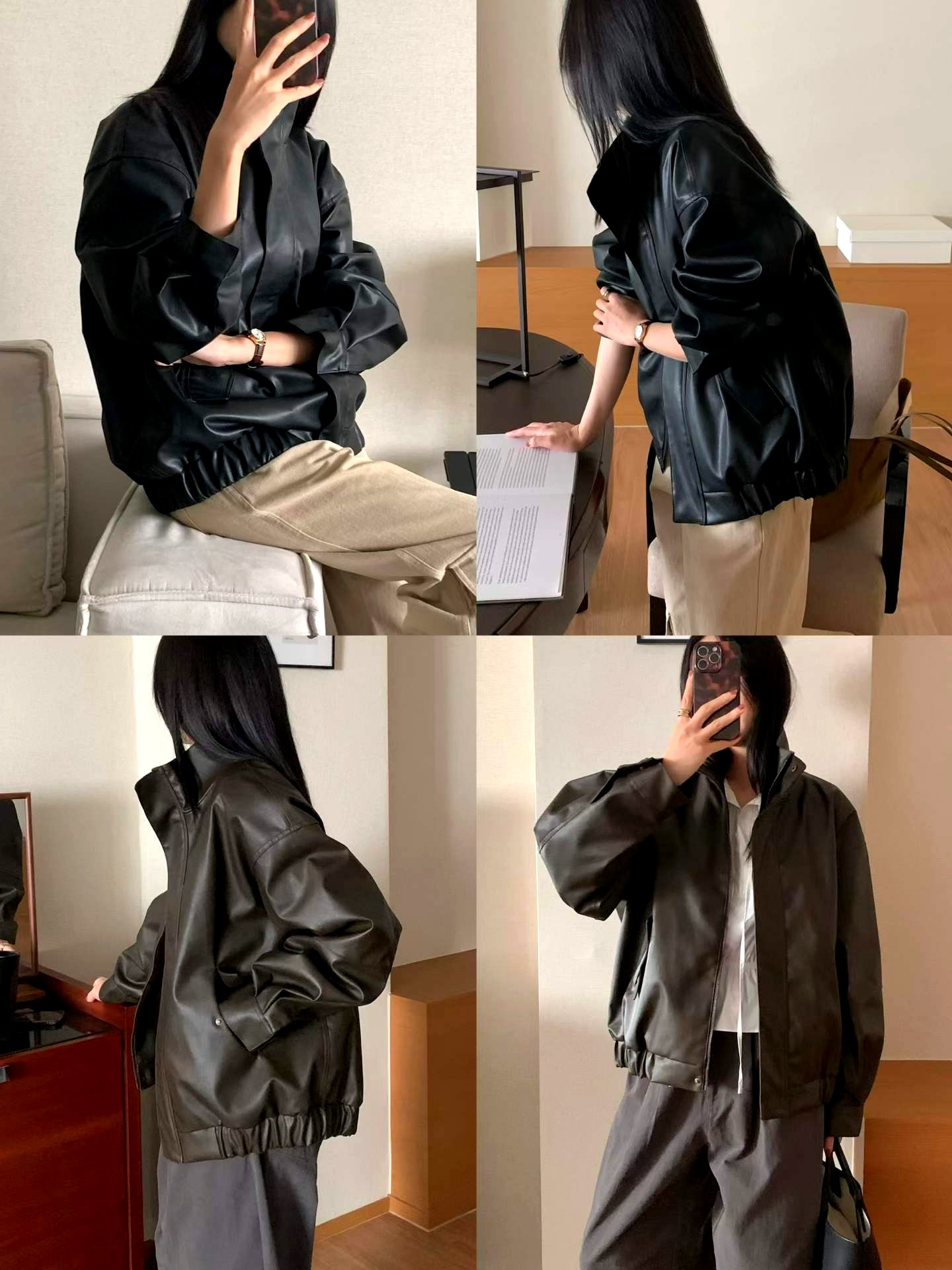 스타일리시한 다재다능 여성용 재킷, 우아한 가죽 디자인