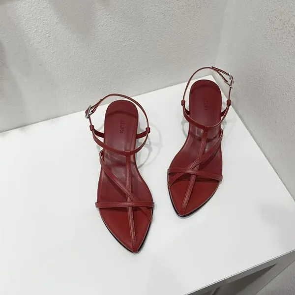 Elegant Red Pointed Toe Strappy Sandals for Fashion Forward Women