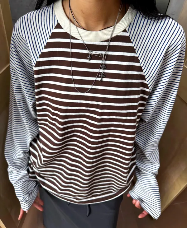 Striped Long Sleeve Women's Top, Casual and Fashionable