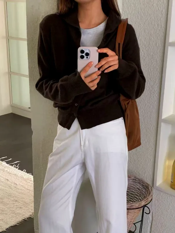 Elegant Casual Women's Top, Comfortable Knitted Cardigan