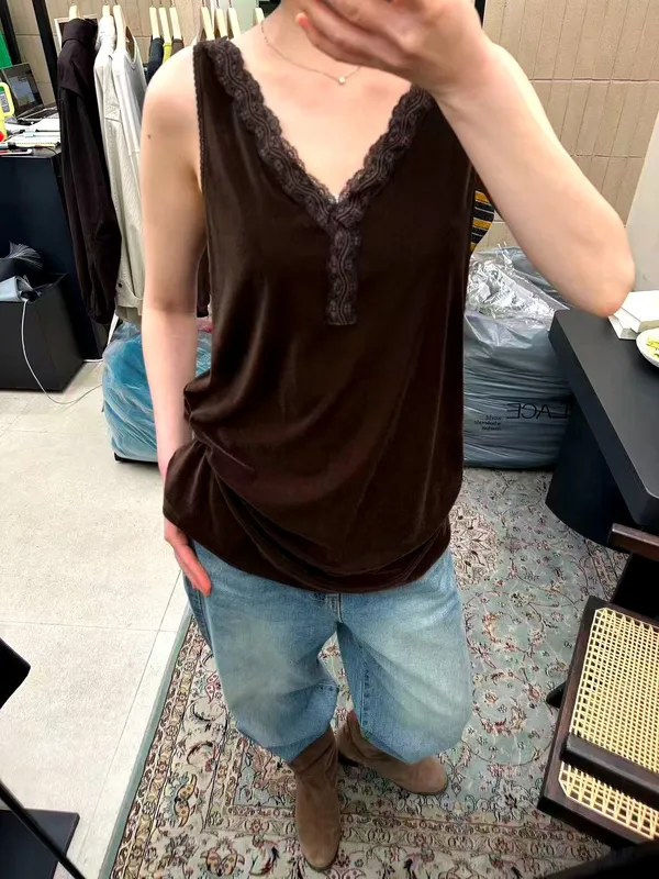 Elegant Lace Cami Top, Effortlessly Paired with Stylish Jeans