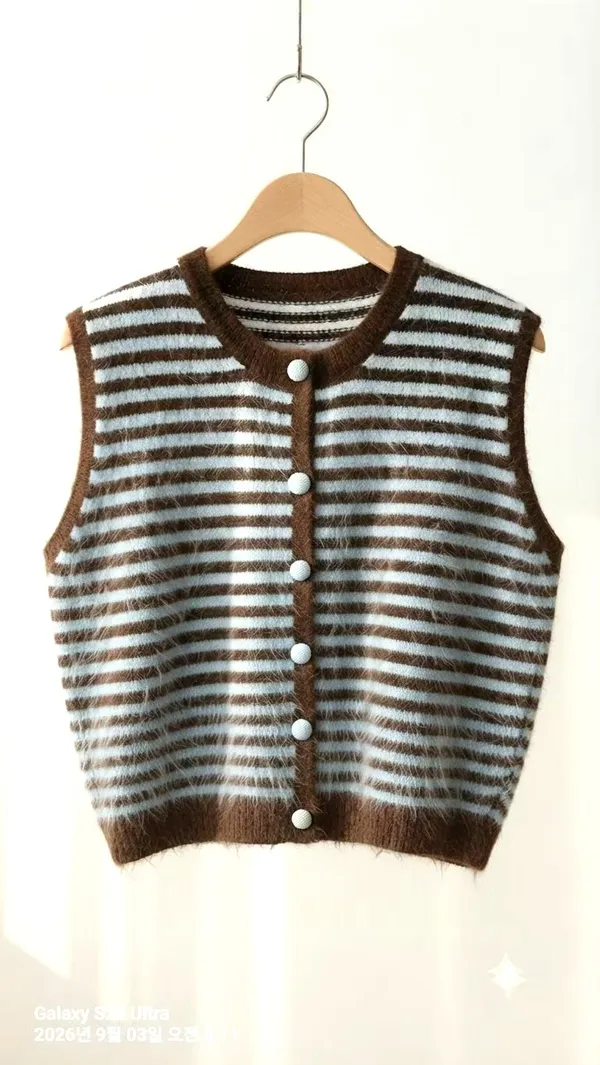 Striped Plush Vest Coat - Fashionable and Versatile