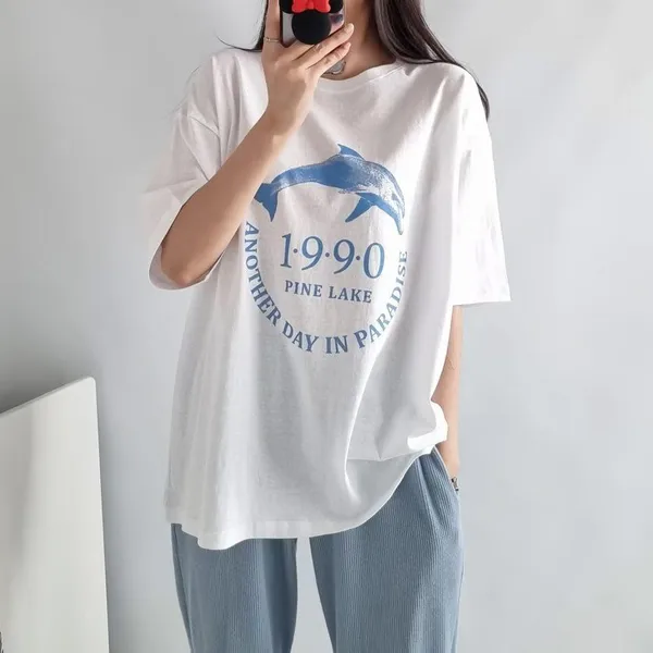 T-Shirt Lengan Pendek Angin Laut Segar - Gaya Santai Selesa