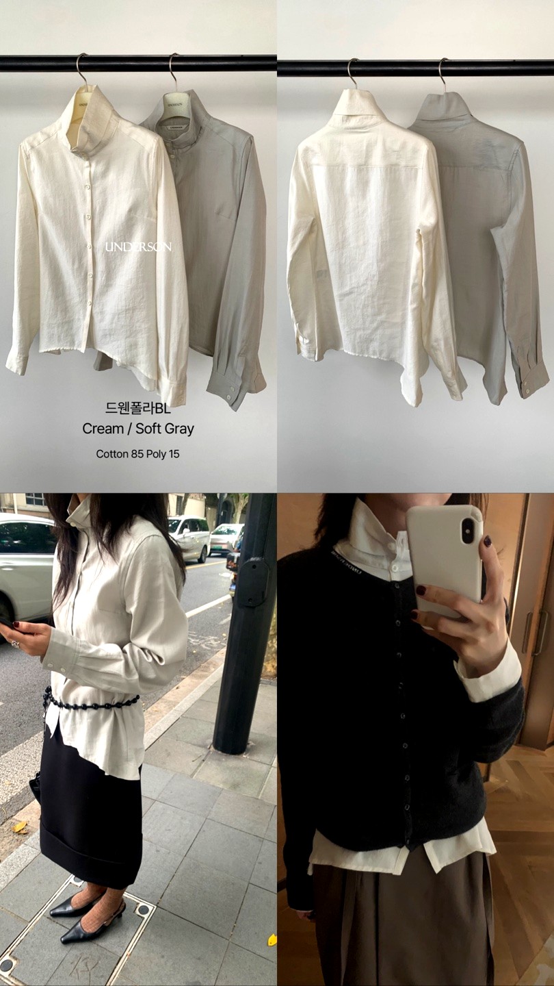 미니멀리스트 디자인 여성용 셔츠, 편안하고 통기성이 좋은 면-폴리에스터 혼합