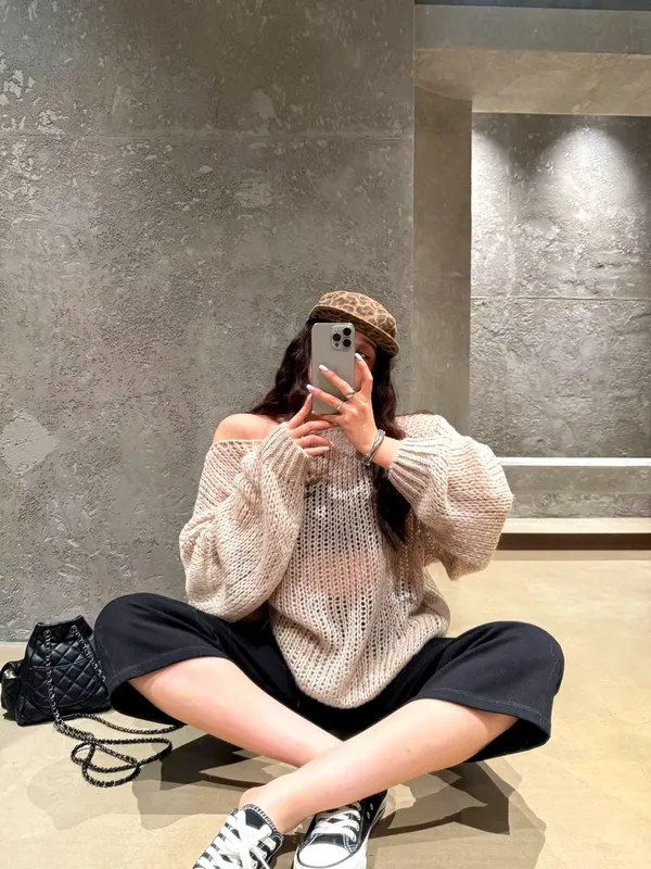 Fashionable Sheer Knit Sweater - Lightweight and Comfortable, Perfect for Pairing