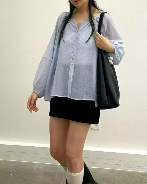 Fresh Blue Women's Top - Comfortable and Breathable for Spring and Summer