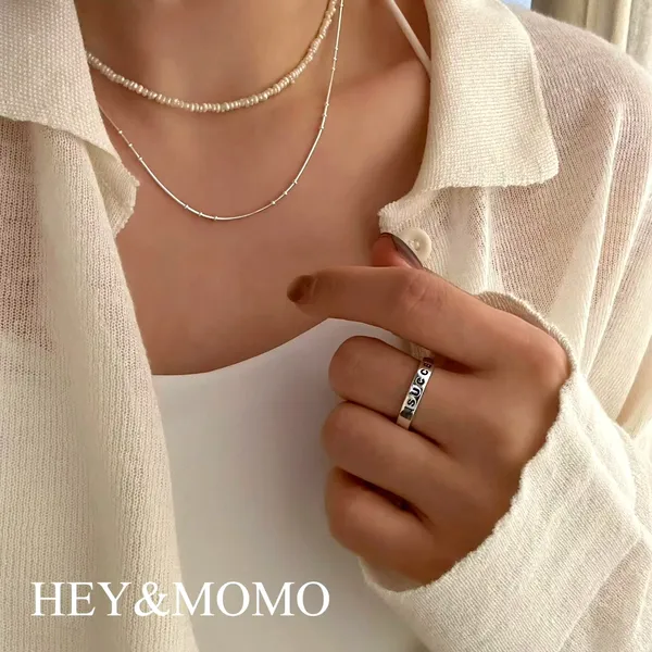 Stylish Minimalist Women's Necklace and Ring Set Necklace