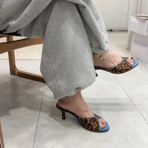 Stylish Leopard Print High Heels Sandals - Comfortable and Elegant