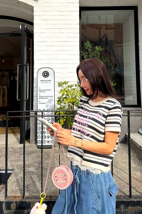 Striped Color-Block Short Sleeve T-Shirt, Fashionable Casual Style