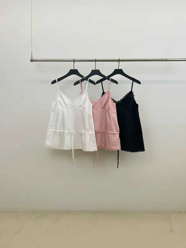 Fresh and Cute Lace Trim Cami Dress