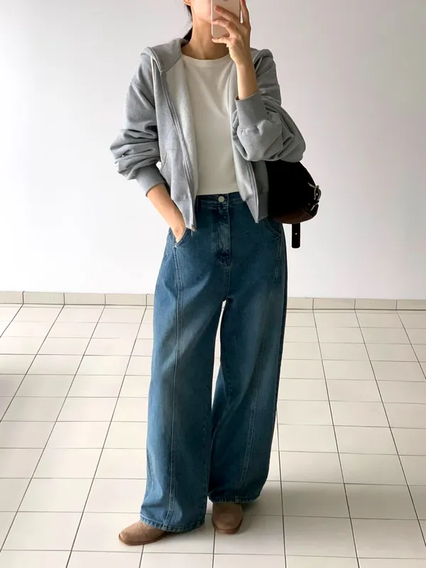 寬松高腰牛仔褲，時尚百搭，舒適休閒風 895