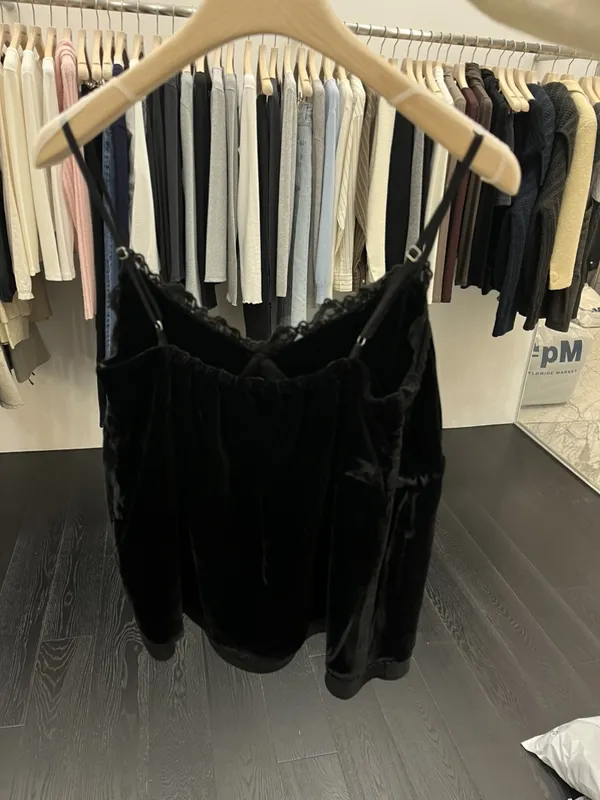 Elegant Black Velvet Camisole Top