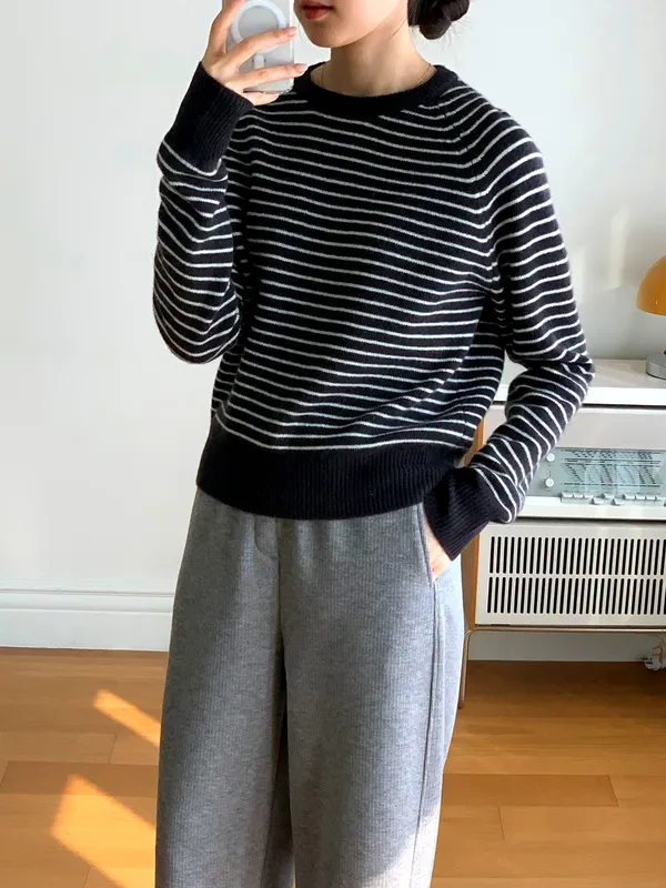 條紋設計女裝衛衣，舒適休閒風