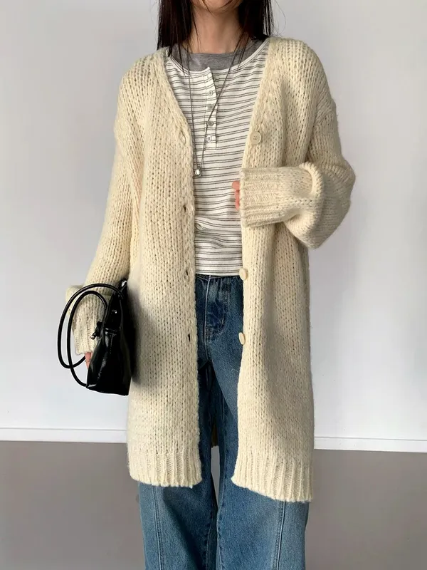 Fashionable Loose Knit Jacket - Warm and Comfortable for Fall and Winter