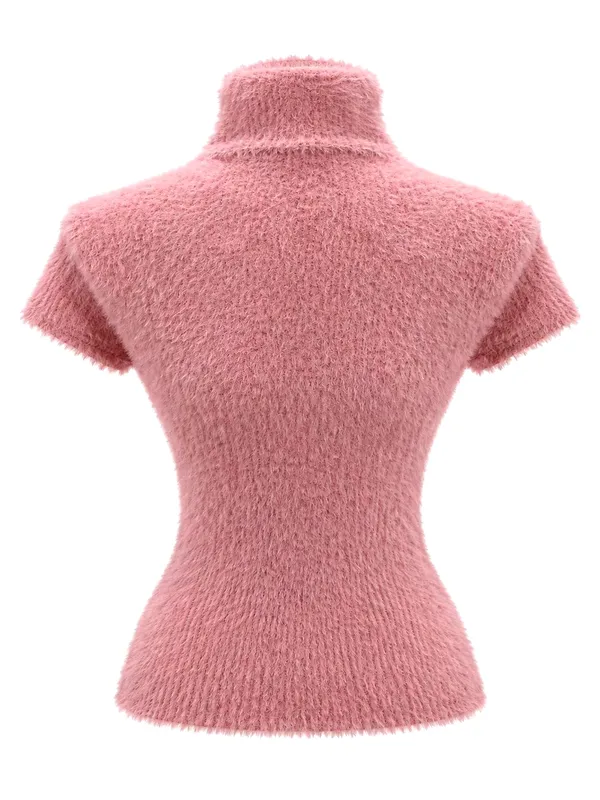 Warm and Comfortable Pink Short-Sleeve Sweater, Fashionable and Versatile