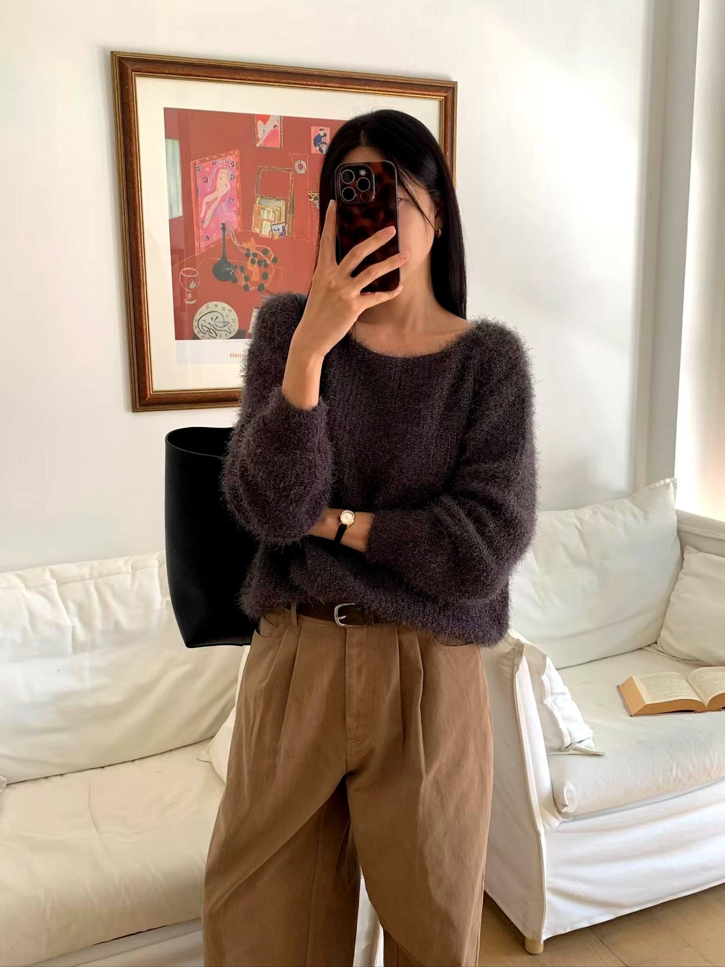 부드럽고 편안한 여성용 스웨터 상의, 패셔너블하고 다재다능한