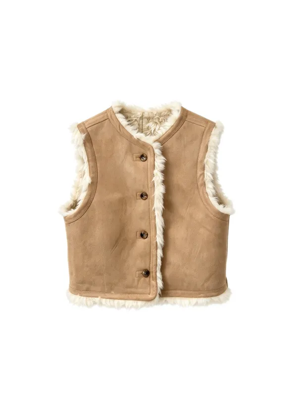 Fashionable Lamb Wool Sleeveless Coat, Warm and Comfortable