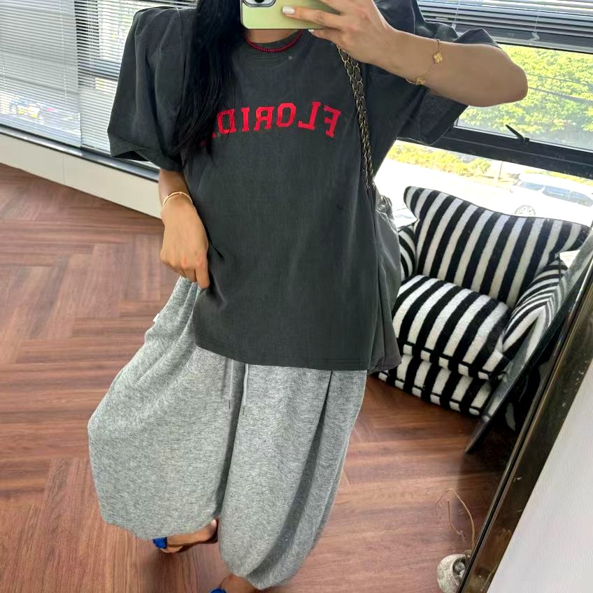 트렌디 루즈핏 레터 프린트 여성 탑