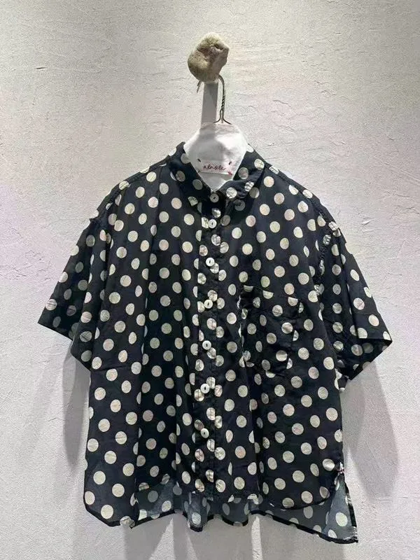 Stylish Polka Dot Short Sleeve Shirt - Lightweight and Breathable, A Summer Essential
