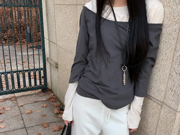 Stylish Minimalist Color-Blocked Long Sleeve T-Shirt