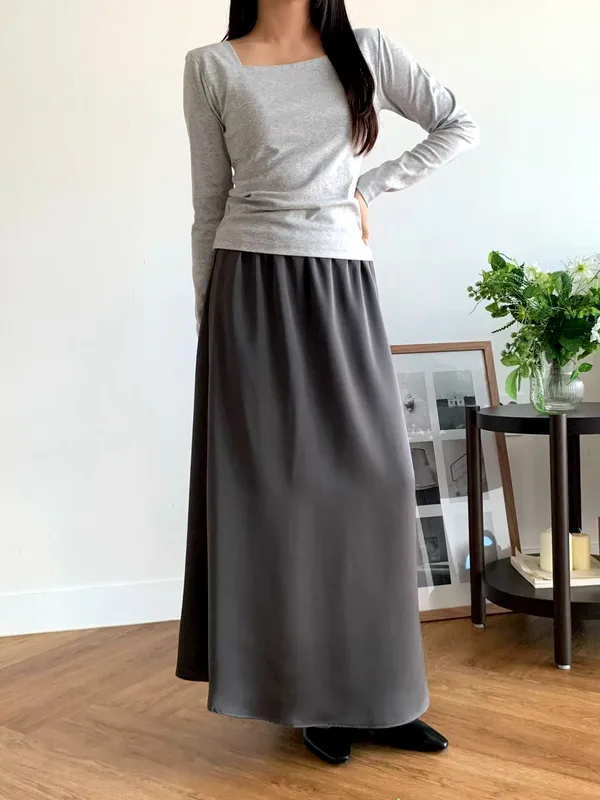 Elegant Silky Midi Skirt, Lightweight and Comfortable, Perfect Match