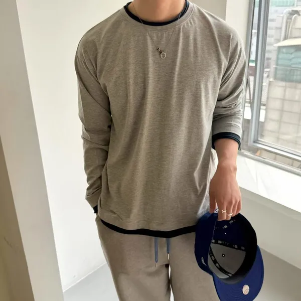 Stylish Casual Gray Long Sleeve T-Shirt - Comfortable and Versatile