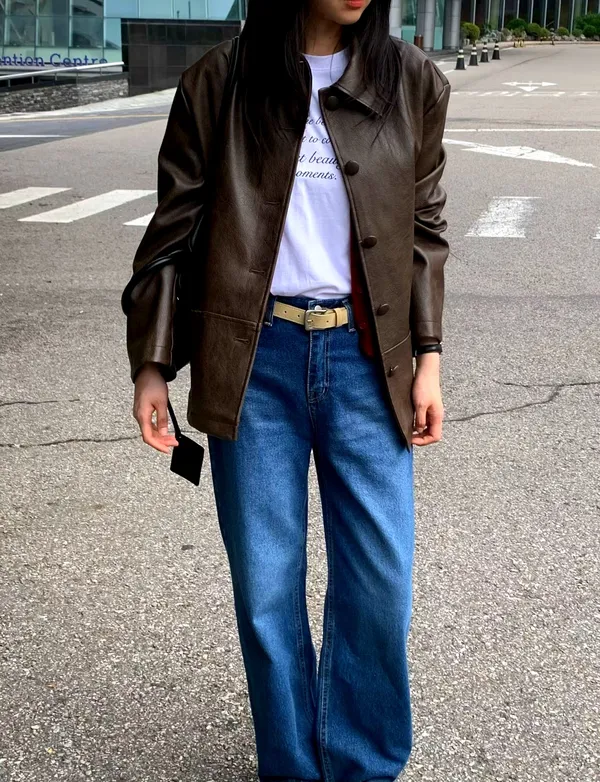Stylish Women's Jacket with Elegant Leather Design