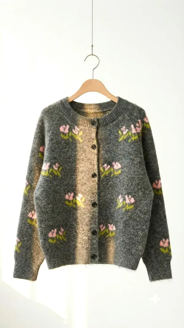 Floral Embroidered Cardigan for Women