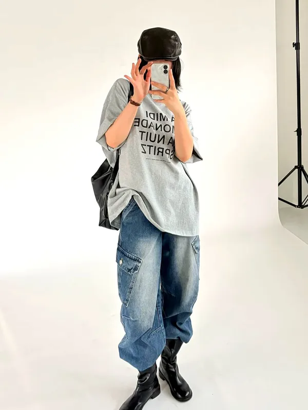 Loose Fit Letter Print T-Shirt - Comfortable Casual Style