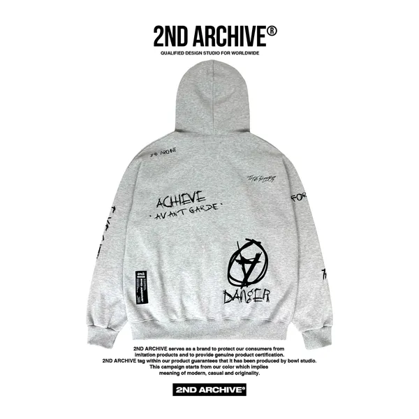 Stylish Gray Hoodie with Unique Print Design