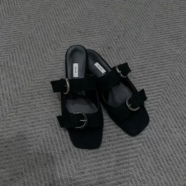 Stylish Minimalist Black Square-Toe High Heels
