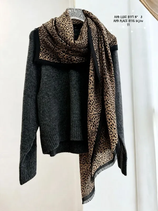 Fashionable Leopard Print Scarf to Pair with Knitted Sweater