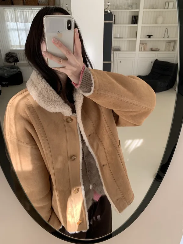 Warm and Cozy Women's Lamb Wool Coat